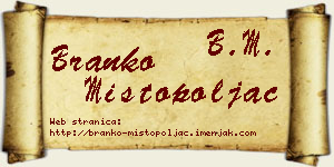 Branko Mistopoljac vizit kartica